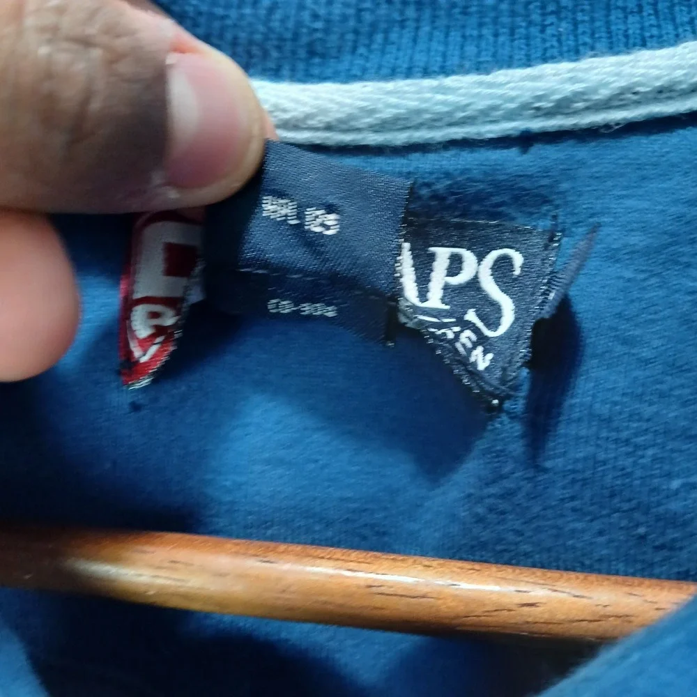 Chaps‎ Ralph Lauren Jacket Mens Large Blue Cotton Side Slit Mock Neck 1/4 Zip